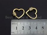 Clear CZ Micro pave Heart Shape Clasp, CZ Pave Heart Clasp, 18K Matte Gold Carabiner Clasp, heart clasp, 18mm, sku#H203