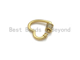 Clear CZ Micro pave Heart Shape Clasp, CZ Pave Heart Clasp, 18K Matte Gold Carabiner Clasp, heart clasp, 18mm, sku#H203