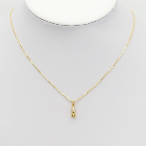 Gold CZ Tiny Rocket Necklace