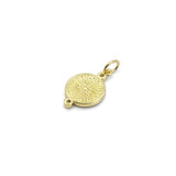 Clear CZ Gold Sun Cross Bee On Round Coin Charm, Sku#LX252