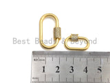 Matte Gold Clear CZ Micro pave Oval Shape Clasp, CZ Pave Clasp, 24K Gold Carabiner Clasp,10x19mm/14x28mm, sku#H204