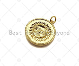 18K Dainty GoldSun Face On Round Coin Shape Pendant/Charm,Gold Medallion Charm, Necklace Bracelet Charm Pendant,22x20mm, Sku#LK230