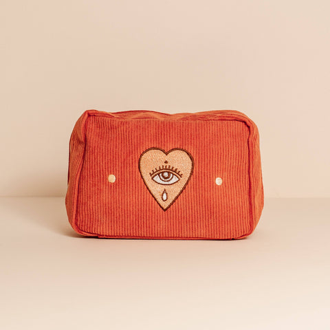 Corduroy Makeup Bag in Rust