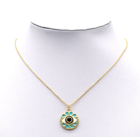 Blue Enamel Evil Eye Necklace