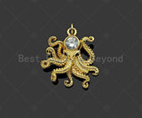 Gold Filled Big Clear CZ Micro Pave Squid Shape Pendant, 18K Gold Filled Squid Charm, Necklace Bracelet Charm Pendant, 22x22mm,Sku#Y472