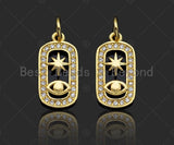 CZ Micro Pave Evil Eye North Star On Oval  Shape Pendant/Charm,Cubic Zirconia Charm, Necklace Bracelet Charm Pendant,8x15mm, Sku#LK237