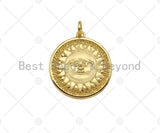 18K Dainty GoldSun Face On Round Coin Shape Pendant/Charm,Gold Medallion Charm, Necklace Bracelet Charm Pendant,22x20mm, Sku#LK230