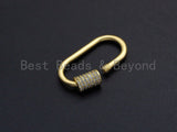 Matte Gold Clear CZ Micro pave Oval Shape Clasp, CZ Pave Clasp, 24K Gold Carabiner Clasp,10x19mm/14x28mm, sku#H204