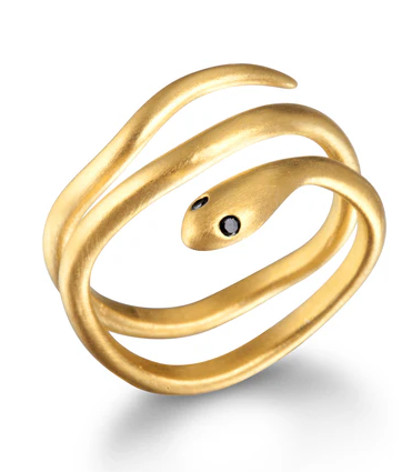 Satya Gold Coils Black Snake Ring