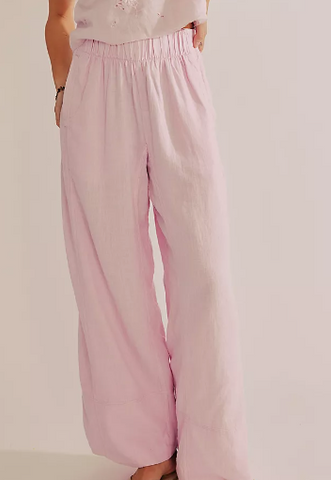 Free People Days End Linen Pull On Pants