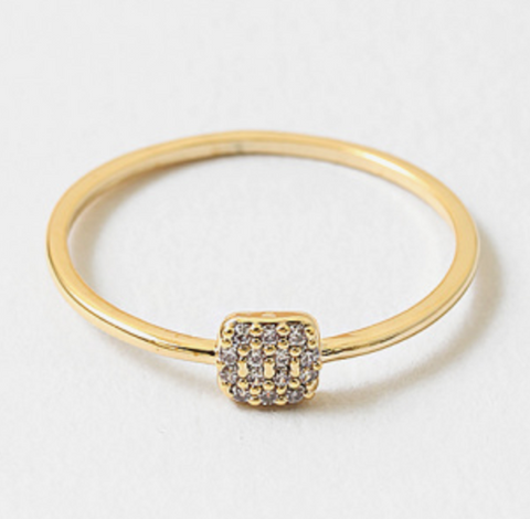 Dainty Rectangular Pave Ring