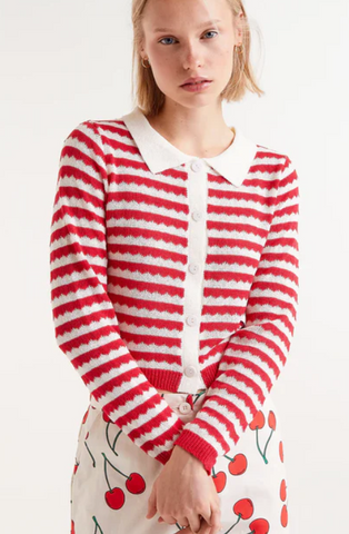 Striped Collared Cardigan