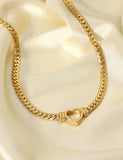 Hellow Out Heart Pendant Clasp Necklace