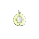 Oval Opal On Round Charm Pendant, Sku#LX795