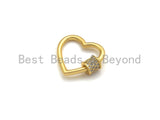 Clear CZ Micro pave Heart Shape Clasp, CZ Pave Heart Clasp, 18K Matte Gold Carabiner Clasp, heart clasp, 18mm, sku#H203