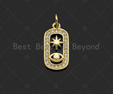 CZ Micro Pave Evil Eye North Star On Oval  Shape Pendant/Charm,Cubic Zirconia Charm, Necklace Bracelet Charm Pendant,8x15mm, Sku#LK237