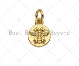 Gold Embossment Insect On Round Coin Charms, Dainty Charms